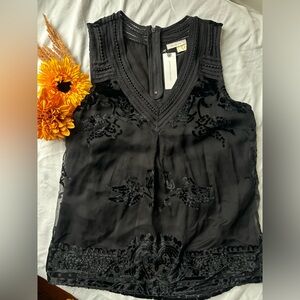 NWT Meadow Rue by Anthropology Black Velvet Blouse size small
